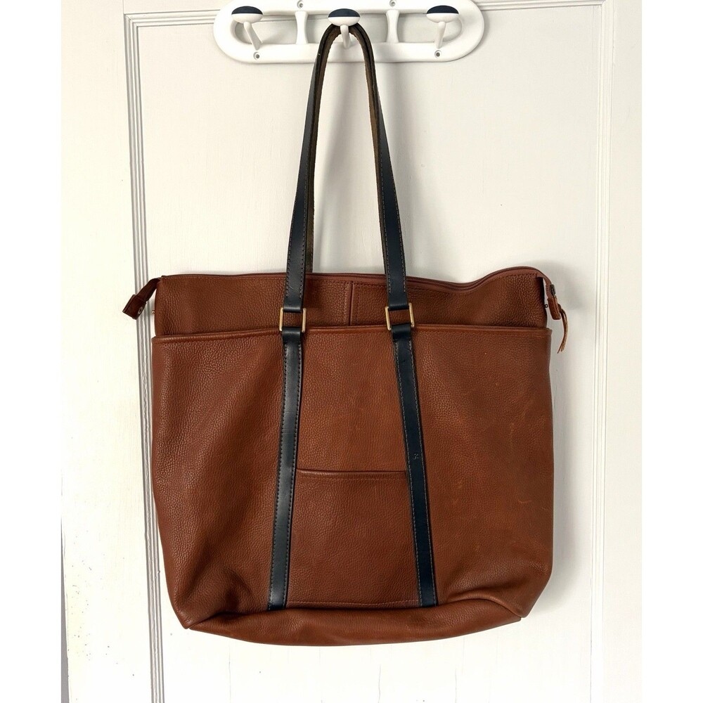 High Quality Brown Pebbled Leather Oversized Tote Market Bag Weekender JR?